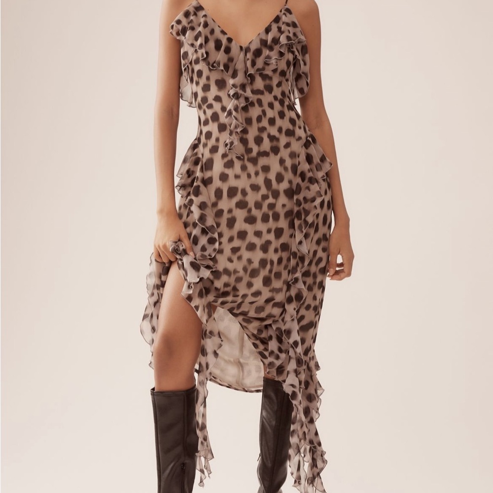 Anthropologie Spotted Midi Dress - Black and Cream